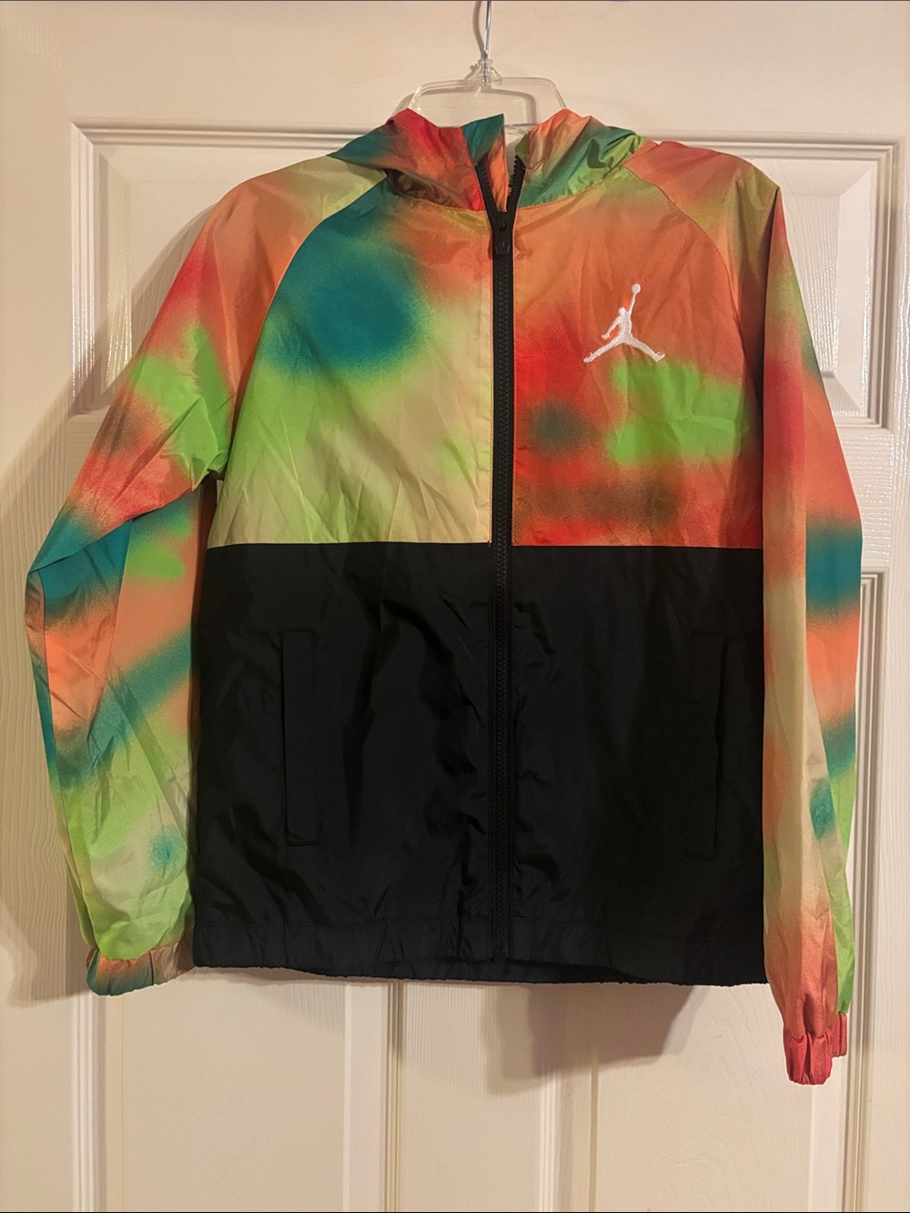 Air Jordan Kids Colorful Hooded Windbreaker with Black Lower Panel